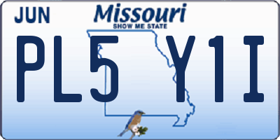 MO license plate PL5Y1I