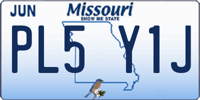 MO license plate PL5Y1J