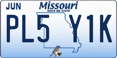 MO license plate PL5Y1K