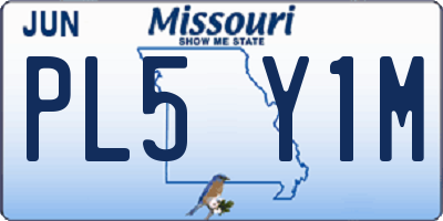 MO license plate PL5Y1M