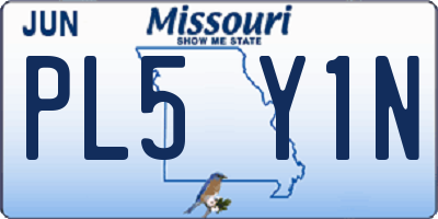 MO license plate PL5Y1N