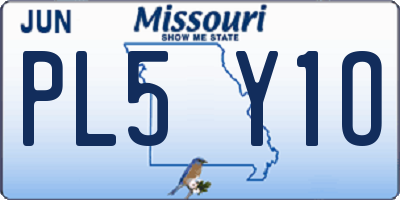 MO license plate PL5Y1O