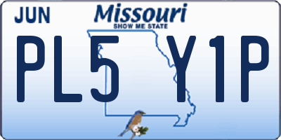 MO license plate PL5Y1P