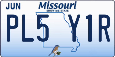 MO license plate PL5Y1R