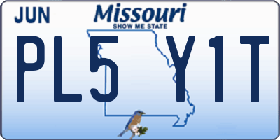 MO license plate PL5Y1T