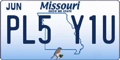 MO license plate PL5Y1U