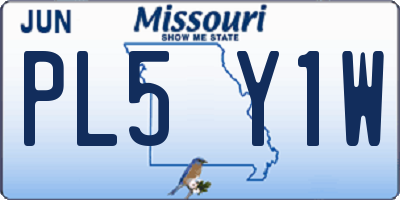 MO license plate PL5Y1W