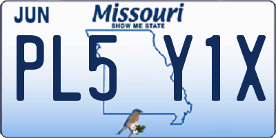 MO license plate PL5Y1X