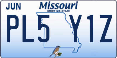 MO license plate PL5Y1Z