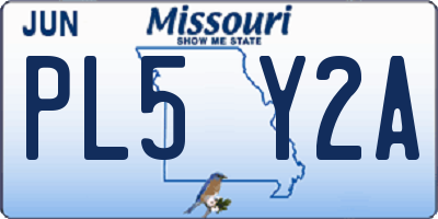 MO license plate PL5Y2A
