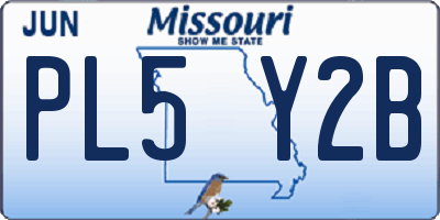 MO license plate PL5Y2B