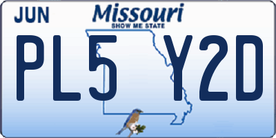 MO license plate PL5Y2D