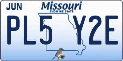 MO license plate PL5Y2E