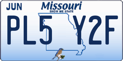 MO license plate PL5Y2F