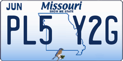MO license plate PL5Y2G