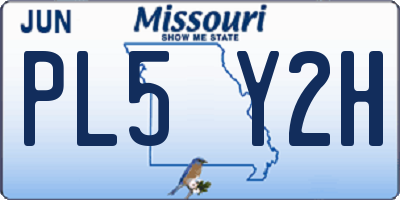 MO license plate PL5Y2H