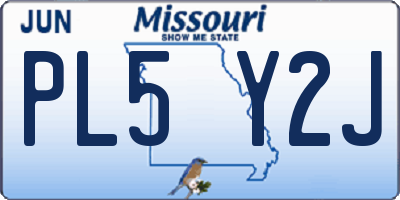 MO license plate PL5Y2J
