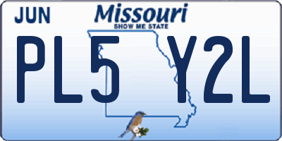 MO license plate PL5Y2L