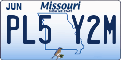 MO license plate PL5Y2M