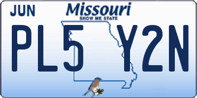 MO license plate PL5Y2N