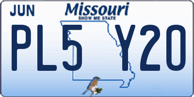 MO license plate PL5Y2O