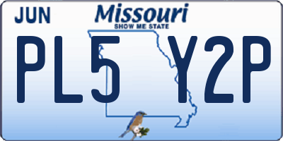 MO license plate PL5Y2P