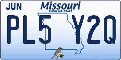 MO license plate PL5Y2Q