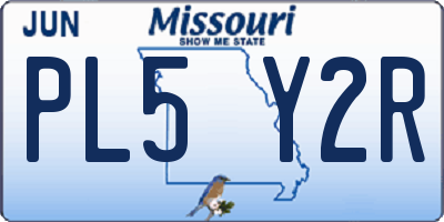 MO license plate PL5Y2R