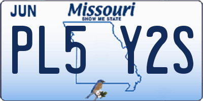 MO license plate PL5Y2S
