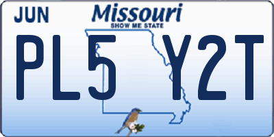 MO license plate PL5Y2T
