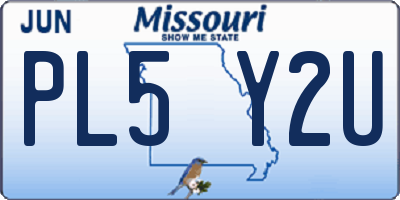 MO license plate PL5Y2U