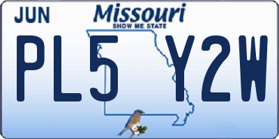 MO license plate PL5Y2W