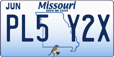 MO license plate PL5Y2X