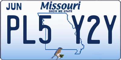 MO license plate PL5Y2Y