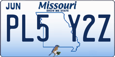 MO license plate PL5Y2Z