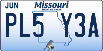 MO license plate PL5Y3A