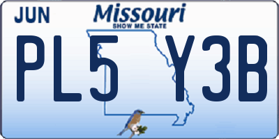MO license plate PL5Y3B