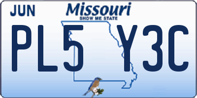MO license plate PL5Y3C