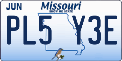 MO license plate PL5Y3E