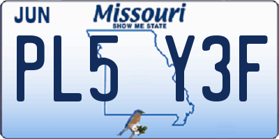 MO license plate PL5Y3F