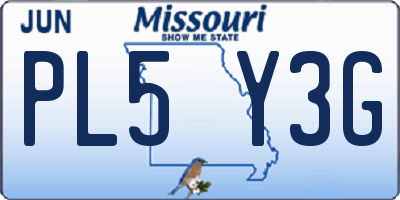 MO license plate PL5Y3G