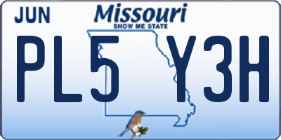 MO license plate PL5Y3H