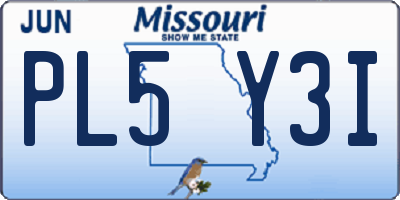 MO license plate PL5Y3I