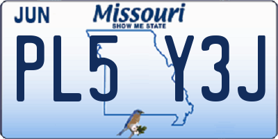 MO license plate PL5Y3J