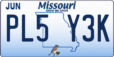 MO license plate PL5Y3K