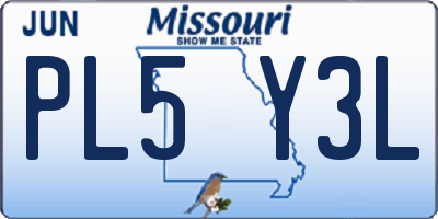 MO license plate PL5Y3L