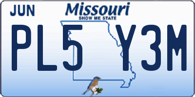 MO license plate PL5Y3M