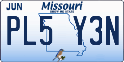 MO license plate PL5Y3N