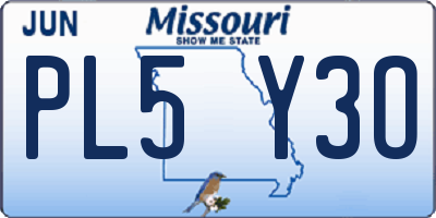 MO license plate PL5Y3O