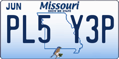 MO license plate PL5Y3P